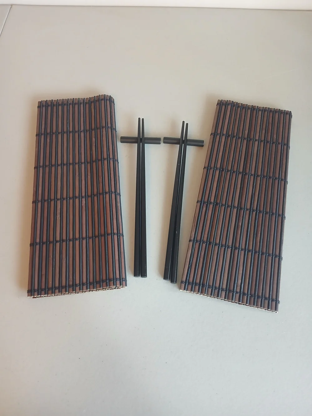 Bamboo Sushi Rolling Mats with Black Chopsticks Set New!